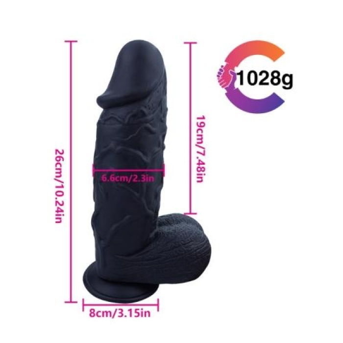 Seks Shop 26 cm Siyah Zenci Penis Realistik Dildo