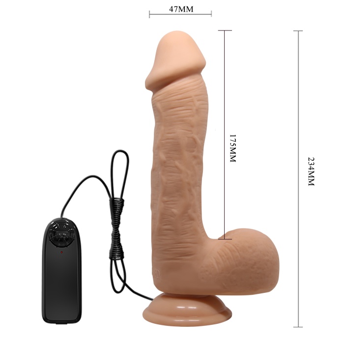 23 Cm Titreşimli Realistik Kalın Vantuzlu Damarlı Dildo Penis