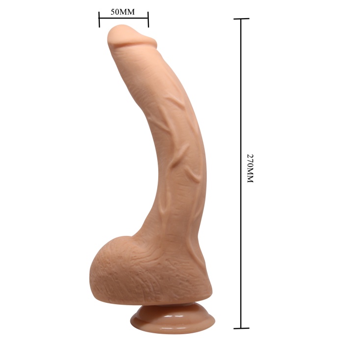 26 Cm Titreşimli Realistik Damarlı Vantuzlu G-Spot Dildo Penis