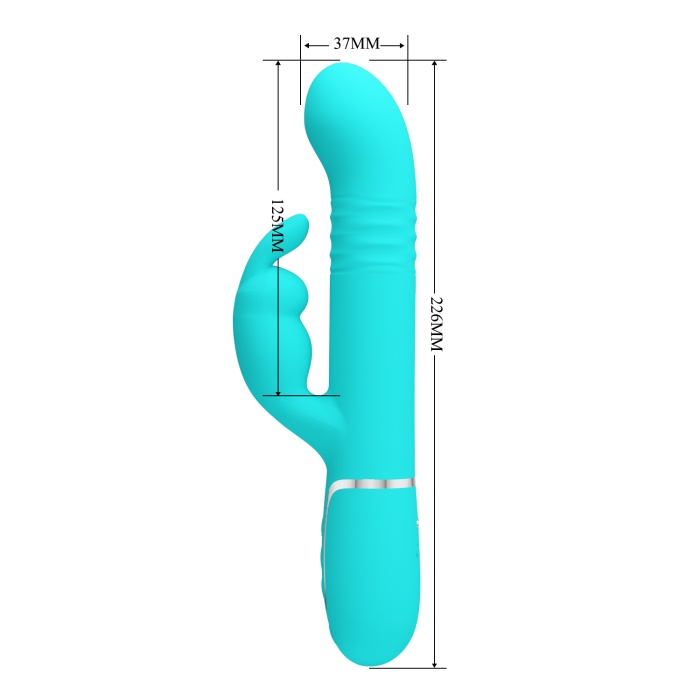 Multifonsiyonlu Oynarbaşlı 7 titreşimli Rabbit Vibratör Turkuaz