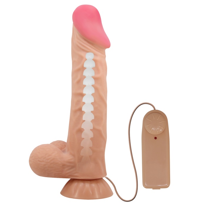 Kayan Cilt Serisi Titreşimli 24 cm Kıkırdaklı Realistik Penis Damarlı Dildo