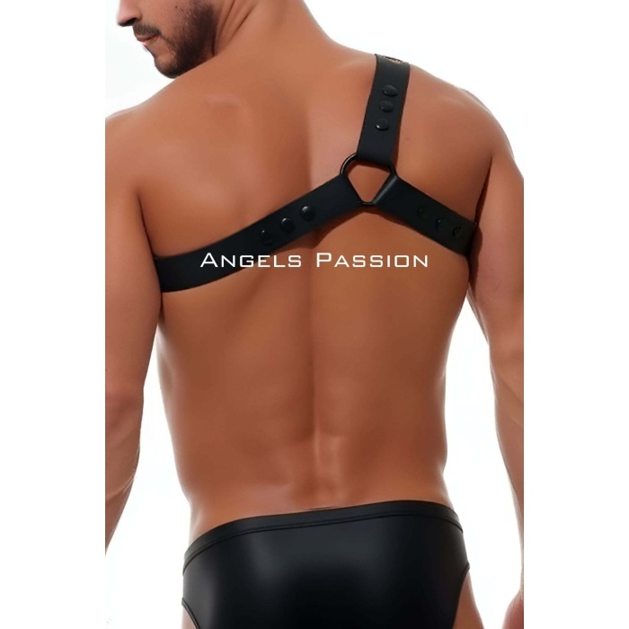 Yuvarlak Delik Detaylı Şık Erkek Omuz Harness, Deri Omuz Harness - APFTM218