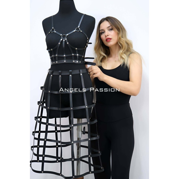 Deri Etek ve Deri Göğüs Harness Takım, Cosplaywear - APFT1013