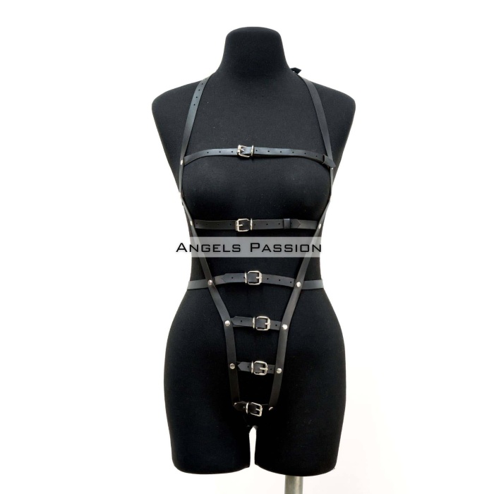 Ağ Bölgesi Açık Deri Fantezi Giyim, Deri Deri Body Harness - APFT790