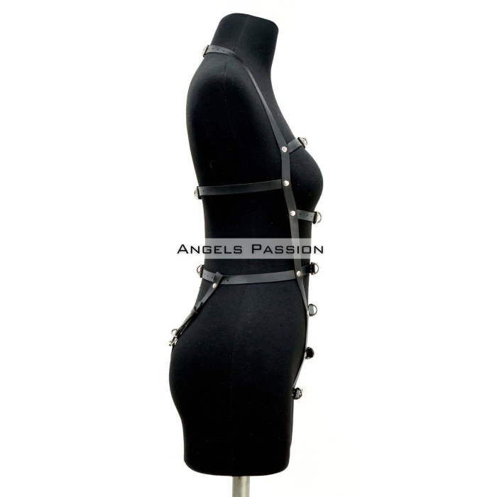 Ağ Bölgesi Açık Deri Fantezi Giyim, Deri Deri Body Harness - APFT790