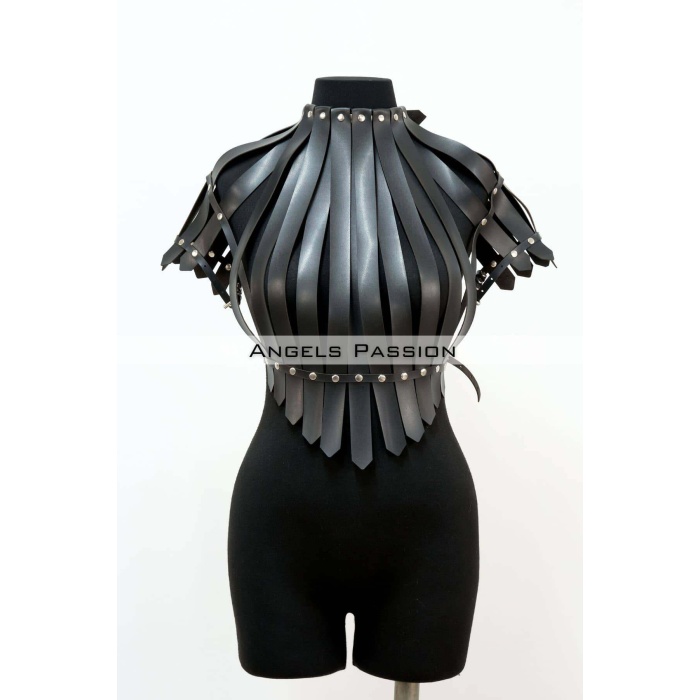 Crop Büstiyer Harness, Deri Göğüs Harness, Gömlek Üzeri Harness - APFT1257