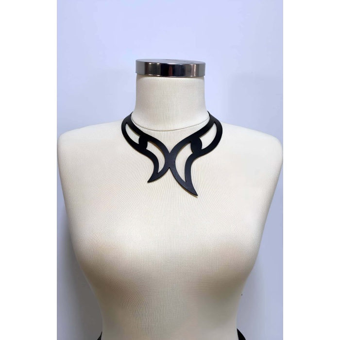 Deri Choker, Göz Detaylı Choker Kolye - APFT1412