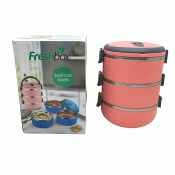 KOYU PEMBE 3LÜ SEFER TASI SAKLAMA KABI 2.25LT (4172)