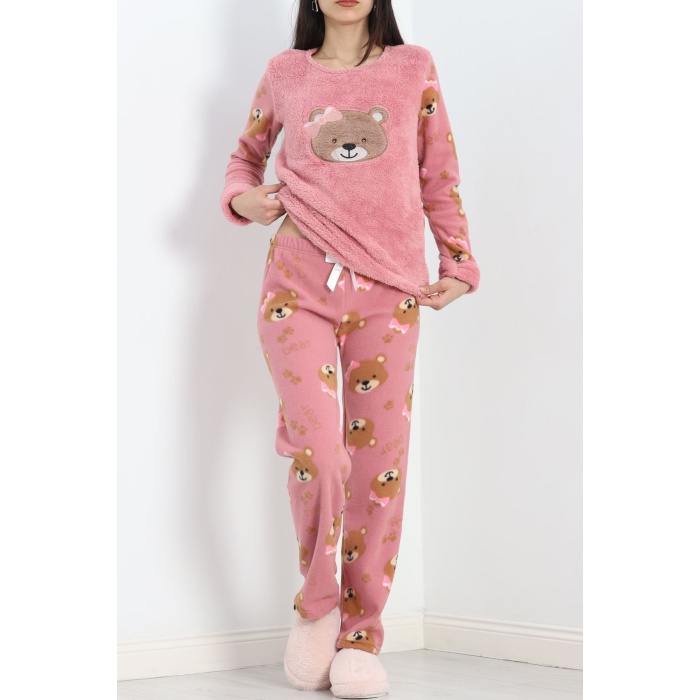 Polar Pijama Takımı Pembekahve