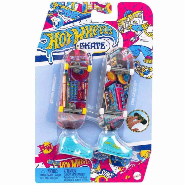 Nessiworld HXL17 Hot Wheels Skate Retro Temalı İkili Parmak Kaykay ve Ayakkabı Paketi