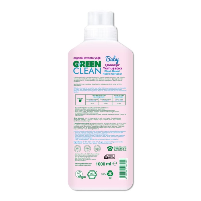 Nessiworld Green Clean Baby Bitkisel Çamaşır Yumuşatıcı 1000 ml