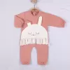 Tavşan Nakışlı Güpürlü % 100 Pamuk Kız Bebek Tulum