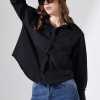 Kadın Gömlek Siyah Renk Oversize Rahat Kesim Poplin Kumaş Gomlek