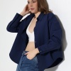 Kadın Gömlek Lacivert Renk Oversize Rahat Kesim Poplin Kumaş Gomlek