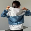 Kapüşonlu Fermuarlı Denim Polar Ceket - (S-L) - P113002 - Mavi