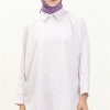 Yırtmaç Detaylı Uzun Kollu Sade Basic Gömlek - 70042 - Lila