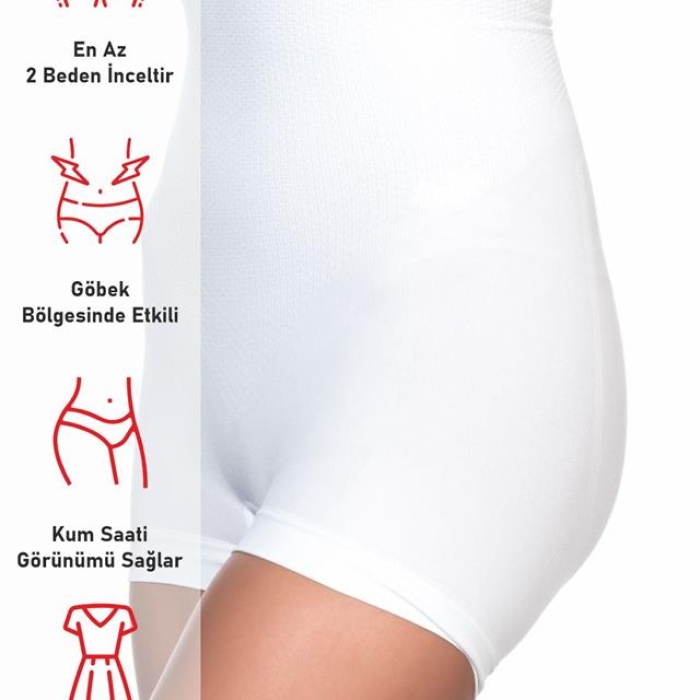 Beyaz Hediye Çantam 2055 Yüksek Bel Masajlı Boxer Korse