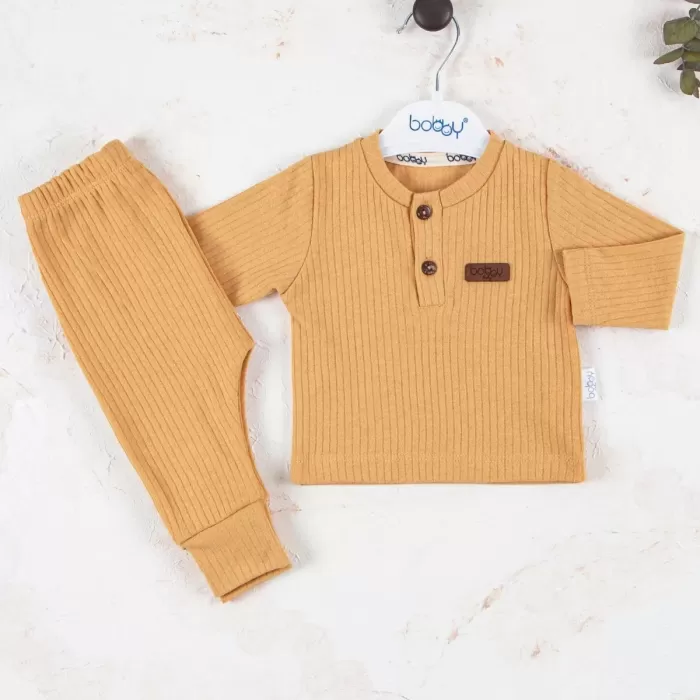 Çizgili Kumaş % 100 Pamuk 2li Unisex Takım
