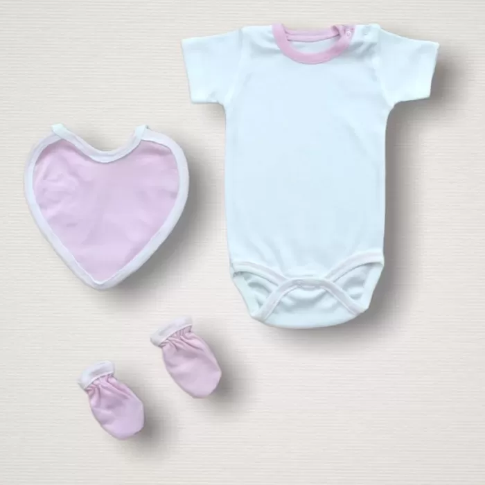 Baharın Çiçekli Kalbi Nakışlı %100 Cotton Antibakteriyel 10lu Zıbın Takımı Hastane Çıkışı