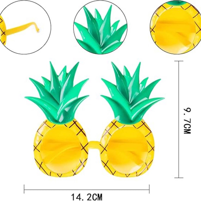 Tropikal Hawaii Ananas Şekilli Parti Gözlüğü 9.5 x 14 cm (4172)