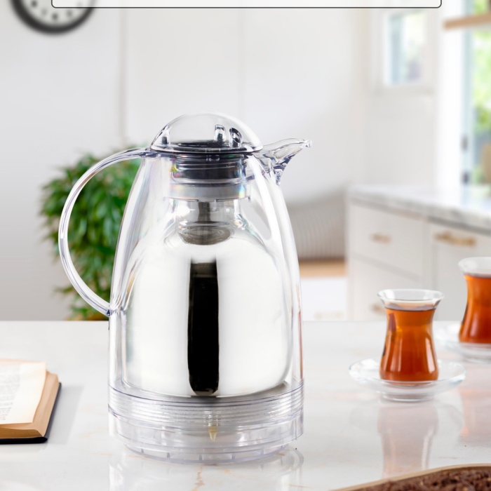 1.5 LT Isı Yalıtımlı Çay Ve Soğuk Su Termosu Şeffaf (12 Saat Sıcak Tutar& İçi Camdır)