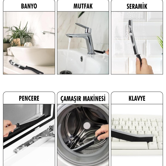 2 Li Çok Amaçlı Temizlik Fırçası & Derz Fırçası & Mutfak Banyo Temizlik Fırçası