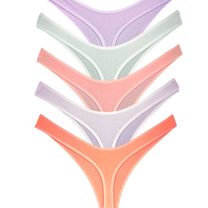 5 Adet Pamuklu Kadın Klasik Tanga Soft Renkler