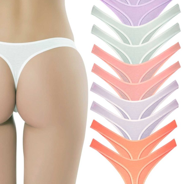 10 Adet Pamuklu Kadın Klasik Tanga Soft Renkler