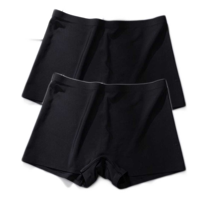 2 Adet Kadın Dikişsiz Görünmez İz Yapmaz Mini Şort Boxer Siyah