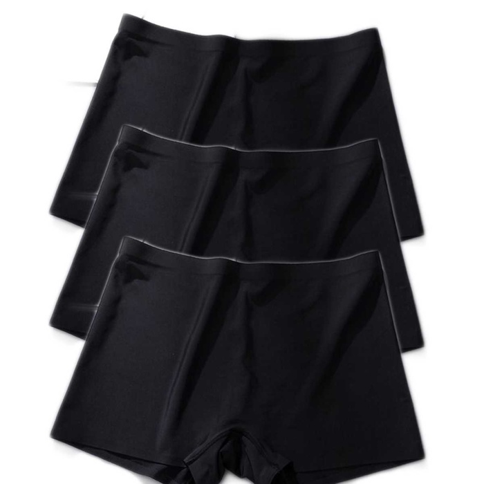 3 Adet Kadın Dikişsiz Görünmez İz Yapmaz Mini Şort Boxer Siyah