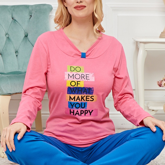 Bayan Uzun Kollu Pijama Takımı Model no 7598