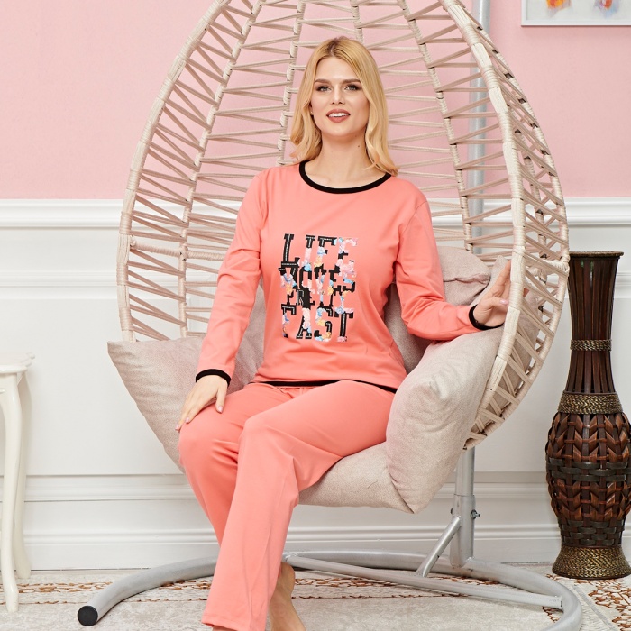 Bayan Uzun Kollu Pijama Takımı Model no 7601