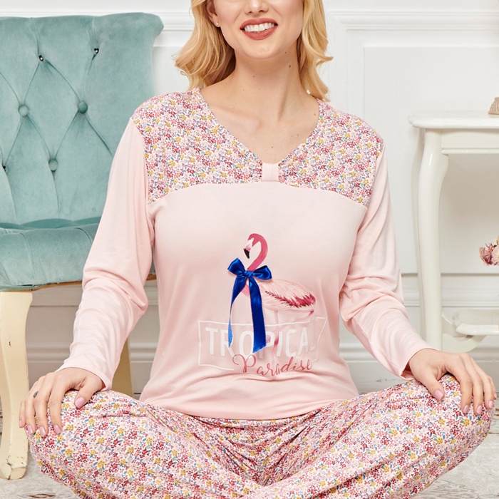 Bayan Uzun Kollu Pijama Takımı Model no 7599