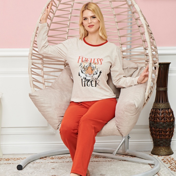 Bayan Uzun Kollu Pijama Takımı Model no 7591
