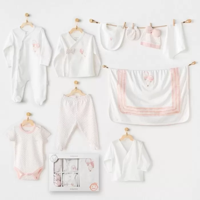 Andywawa Ac25551 Newborn Set Pınk Baloons 10lu Hastane Çıkışı Ekru