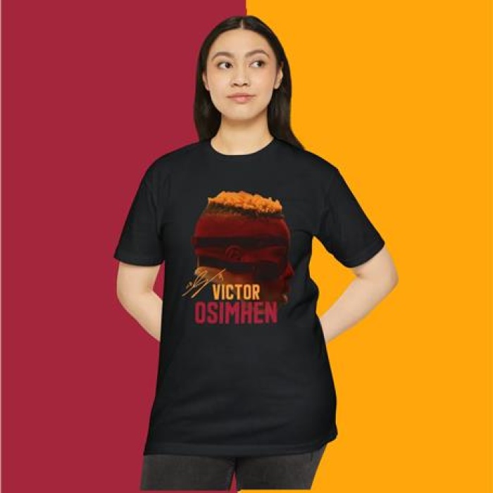 Victor 0Simhen Portreli Maske Baskılı Tişört / T-Shirt Gaıasaray- TYC12356E24CF32000 - Siyah