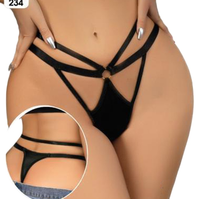 Kadın Fantezi İç Giyim Tanga Külot Perfect Fall D234 Siyah
