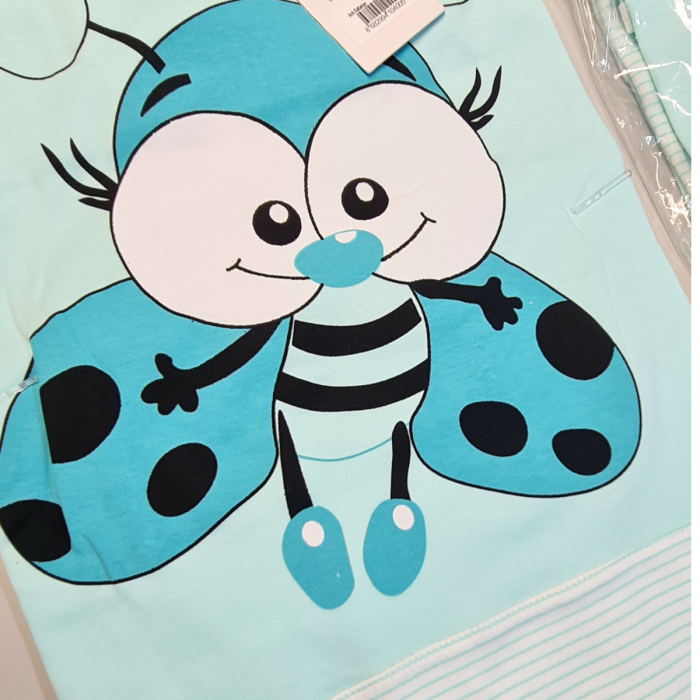 Mavi %100 Pamuk Bebek Battaniyesi Çift Kat İnterlok Penye 85x80 cm