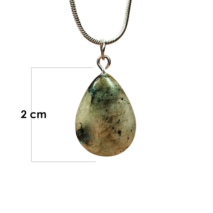 Labradorit Doğal Taşı Zincirli El Yapımı Kolye Uç: 2 cm Zincir: 20 cm Kutulu