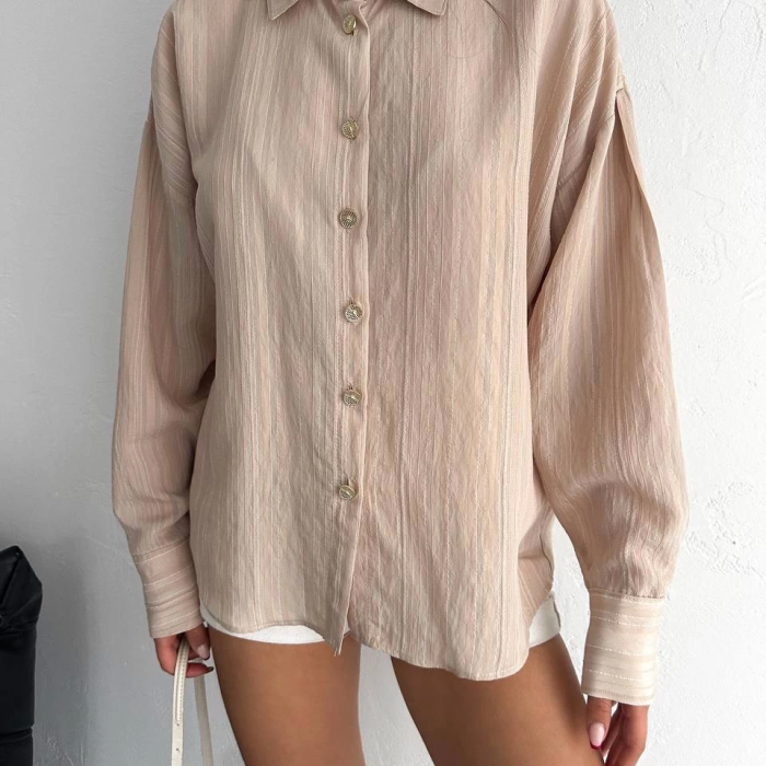 Çizgili oversize gömlek