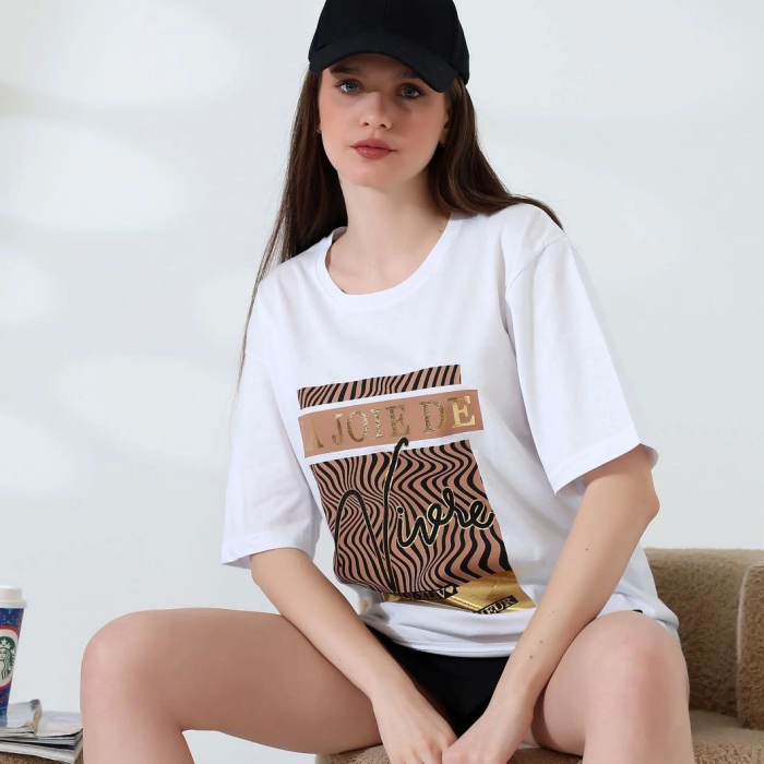 Varak çizgili Oversize tişört