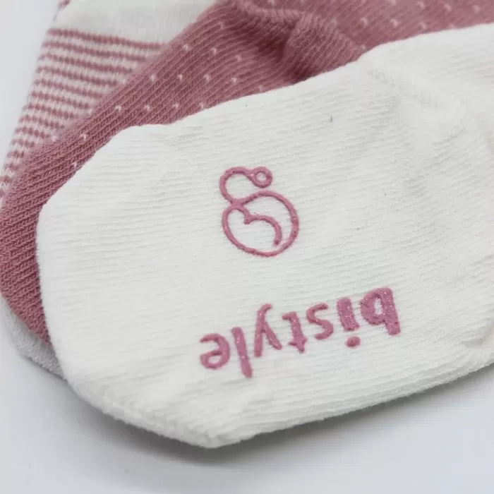Puanlı Kaymaz Penye Soket Çorap 3lü Bs10108 Pudra