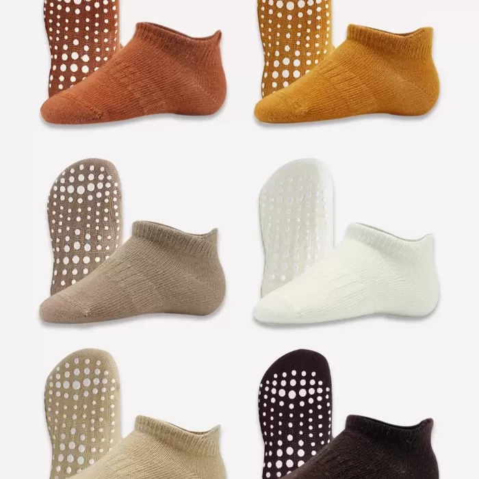 6lı Sneakers Kaymaz Penye Çorap Bs20102 Toprak