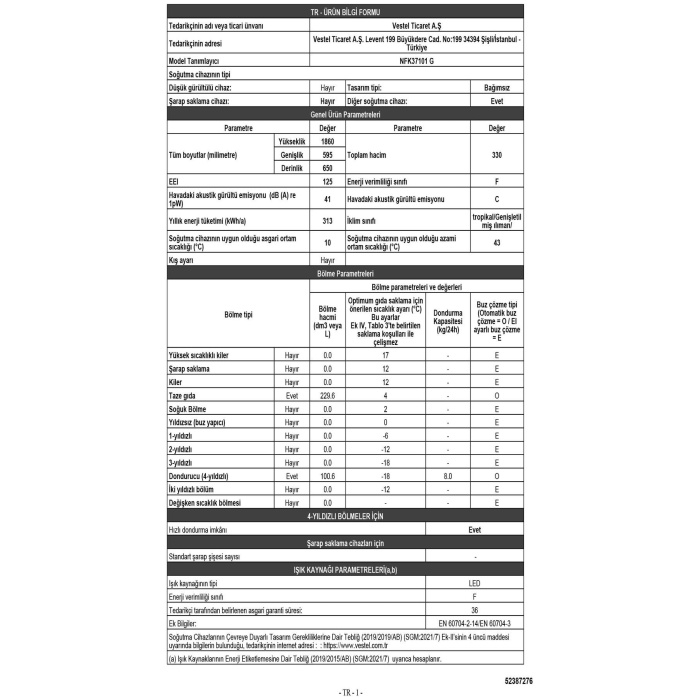 NFK37101 G Buzdolabi