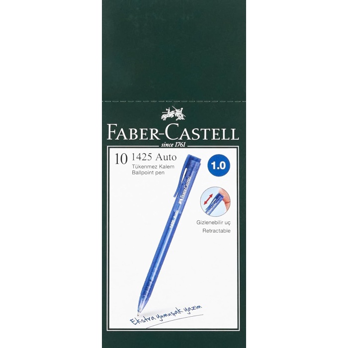 Faber-Castell 1425 Auto Tükenmez, Mavi, 10lu KUTU