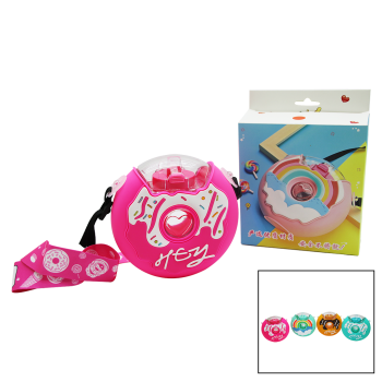 DONUT MODELİ RENKLİ MİKA KRİSTAL SULUK MATARA PİPETLİ - ASKILI 380ML  (4434)
