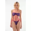 Mor Pembe Dantelli Fantezi Bodysuit - 839