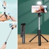 Kendiliğinden Işıklı Masaüstü Tripod Olabilen Telefon Tutuculu Kablosuz Kumandalı Selfie Çubuğu (4434)