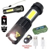 2500 Lumens + 5W COB LED USB Lion Şarjlı Ultra Güçlü Q5 XPE Su Geçirmez Şarjlı El Feneri (4434)