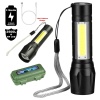 2500 Lumens + 5W COB LED USB Lion Şarjlı Ultra Güçlü Q5 XPE Su Geçirmez Şarjlı El Feneri (4434)